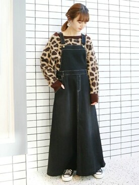 「スローブイエナ」｜「アイテム（ジャンパースカート）」を使った、Chikaさん（レディース・158cm）の冬コーディネート