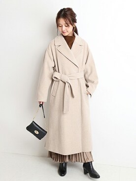 「ブラウンニット」｜「アイテム（その他アウター）」を使った、Chikaさん（レディース・158cm）の秋コーディネート