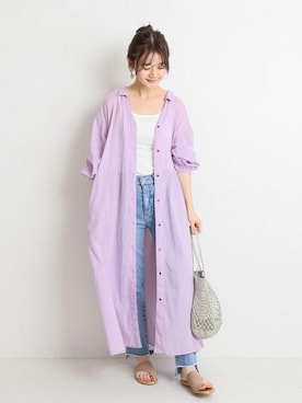 「SLOBE IENA（スローブイエナ）のアイテム（デニムパンツ）」を使った、Chikaさん（レディース・158cm）の春コーディネート