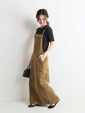 「スローブイエナ」｜「アイテム（ジャンパースカート）」を使った、Chikaさん（レディース・158cm）の夏コーディネート