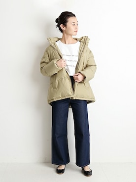 「SLOBE IENA」｜「アイテム（ダウンジャケット/コート）」を使った、Chikaさん（レディース・158cm）の秋コーディネート