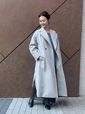 「ブルーニット」｜「アイテム（その他アウター）」を使った、Chikaさん（レディース・158cm）の秋コーディネート