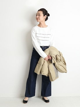 「SLOBE IENA」｜「アイテム（ダウンジャケット/コート）」を使った、Chikaさん（レディース・158cm）の秋コーディネート