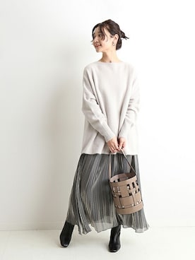 「SLOBE IENA（スローブイエナ）の【ROVERETO/ロベレート】スクエアステッチブーツ◆（ブーツ）」を使った、Chikaさん（レディース・158cm）の秋コーディネート