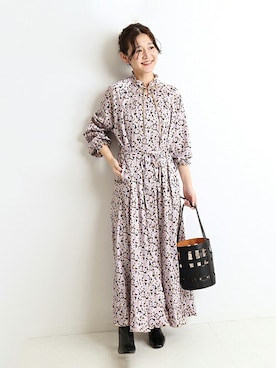 「SLOBE IENA（スローブイエナ）の【ROVERETO/ロベレート】スクエアステッチブーツ◆（ブーツ）」を使った、Chikaさん（レディース・158cm）の秋コーディネート