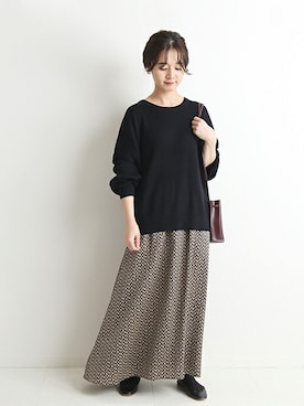 「SLOBE IENA（スローブイエナ）のアイテム（バレエシューズ）」を使った、Chikaさん（レディース・158cm）の冬コーディネート