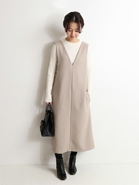 「SLOBE IENA（スローブイエナ）の【ROVERETO/ロベレート】スクエアステッチブーツ◆（ブーツ）」を使った、Chikaさん（レディース・158cm）の冬コーディネート