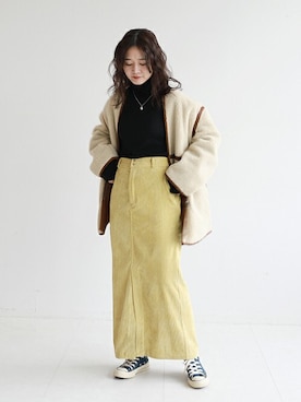 「SLOBE IENA（スローブイエナ）のアイテム（ブルゾン）」を使った、Chikaさん（レディース・158cm）の冬コーディネート