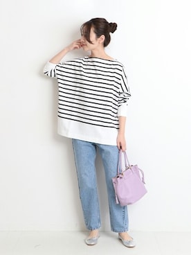 「SLOBE IENA（スローブイエナ）のアイテム（デニムパンツ）」を使った、Chikaさん（レディース・158cm）の冬コーディネート