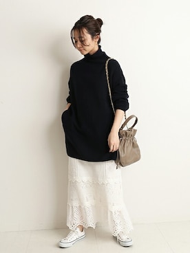 「SLOBE IENA（スローブイエナ）のアイテム（ボストンバッグ）」を使った、Chikaさん（レディース・158cm）の冬コーディネート