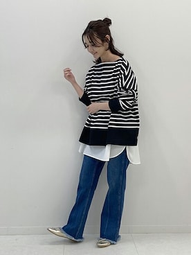 「SLOBE IENA（スローブイエナ）のアイテム（デニムパンツ）」を使った、Chikaさん（レディース・158cm）の冬コーディネート