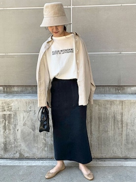 「SLOBE IENA（スローブイエナ）のアイテム（ハット）」を使った、Chikaさん（レディース・158cm）の春コーディネート