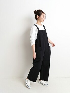 「スローブイエナ」｜「アイテム（オールインワン・サロペット）」を使った、Chikaさん（レディース・158cm）の春コーディネート