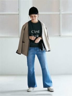 「スローブイエナ」｜「アイテム（ノーカラージャケット）」を使った、Chikaさん（レディース・158cm）の夏コーディネート