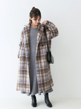 SLOBE IENA（スローブイエナ）の「チェックシャギーロングコート