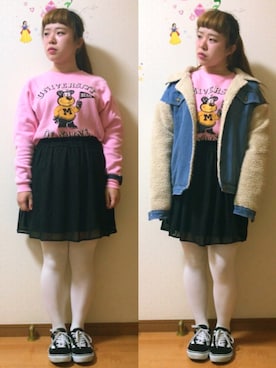 「白タイツ」｜knminiさん（レディース・148cm・10代）の冬コーディネート