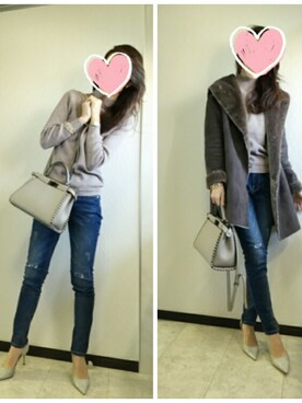 「アラフォーコーデ」｜「アイテム（ムートンコート）」を使った、momoさん（レディース・164cm）の冬コーディネート