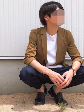 「JUNRED（ジュンレッド）のアイテム（セットアップ）」を使った、ゆやさん（メンズ・170cm）の夏コーディネート