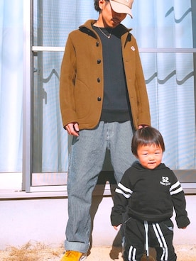 「DANTON（ダントン）のアイテム（ピーコート）」を使った、ゆやさん（メンズ・169cm）の冬コーディネート
