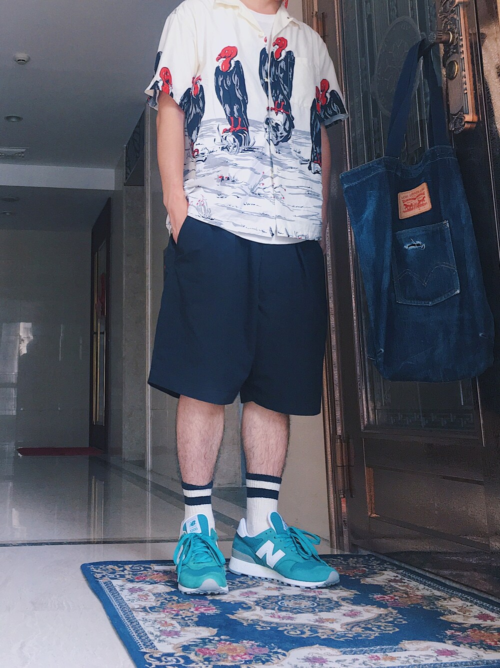 「New Balance、ootd、夏、复古、vintage、newbalance1300」｜「NEW BALANCEのアイテム（スニーカー、その他）」を使った、user_729さん（メンズ・165cm）の夏コーディネートの1枚目の写真