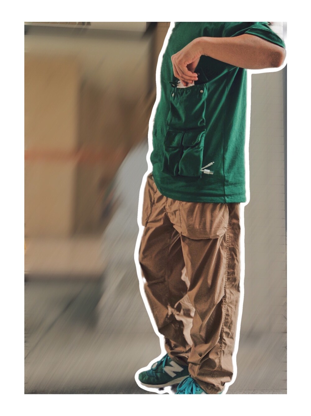 「ootd、夏、休闲、通勤穿搭」｜「LOONGのアイテム（Tシャツ/カットソー、グリーン系）」を使った、user_729さん（メンズ・167cm）の夏コーディネートの1枚目の写真