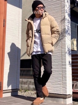 「zozoデニム」｜「アイテム（ニットキャップ/ビーニー）」を使った、Naoyanさん（メンズ・168cm）の冬コーディネート