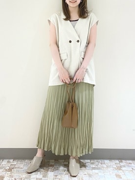 「ワッシャースカート」｜「アイテム（その他）」を使った、manaty.さん（レディース・159cm）の春コーディネート