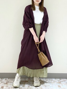 「ワッシャースカート」｜「アイテム（その他）」を使った、manaty.さん（レディース・159cm）の春コーディネート