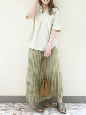 「ワッシャースカート」｜「アイテム（その他）」を使った、manaty.さん（レディース・159cm）の春コーディネート
