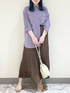 「ワッシャースカート」｜「アイテム（その他）」を使った、manaty.さん（レディース・159cm）の春コーディネート