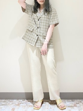 「チェックジャケット」｜「アイテム（その他）」を使った、manaty.さん（レディース・159cm）の春コーディネート