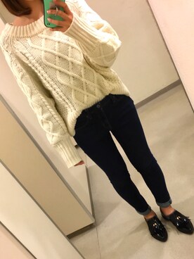 「ボリュームニット」｜「アイテム（パンプス）」を使った、マ ユさん（レディース・164cm）の秋コーディネート