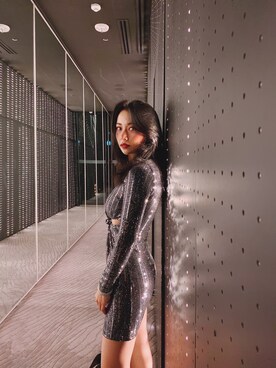 「アイテム（ワンピース/ドレス、シルバー系）」を使った、Mikasaさん（レディース・157cm）の夏コーディネート