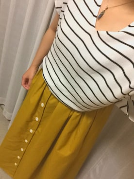 「マスタードイエロー」｜愛羅さん（レディース・151cm）の夏コーディネート