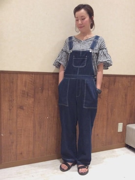 「LBC（エルビーシー）のアイテム（オールインワン・サロペット）」を使った、やましさん（レディース・165cm）の夏コーディネート