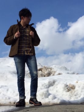 「ワークブーツ」｜「アイテム（ブルゾン）」を使った、みずきさん（メンズ・173cm）の冬コーディネート