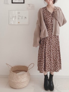 「AVAN LILY（アヴァンリリィ）のアイテム（ワンピース/ドレス）」を使った、y u r さん（レディース・153cm）の秋コーディネート