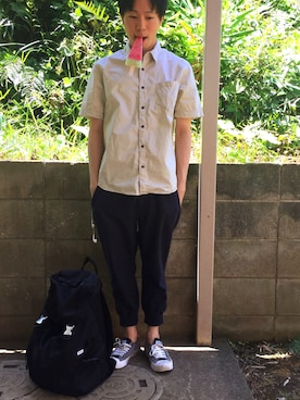 「CHUMS（チャムス）のアイテム（シューズ）」を使った、ゆーすけさん（メンズ・169cm）の夏コーディネート