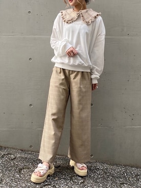 「AS KNOW AS plus（アズノゥアズプラス）のアイテム（スラックス）」を使った、AS KNOW AS plus/アズノゥアズプラスさん（レディース・158cm）の春コーディネート