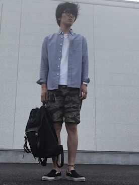 「no brand（ノーブランド）のアイテム（アンクレット）」を使った、M.Wさん（メンズ・175cm）の夏コーディネート