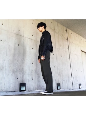 「WACKO MARIA（ワコマリア）のアイテム（ライダースジャケット）」を使った、ニケさん（メンズ・180cm）の春コーディネート