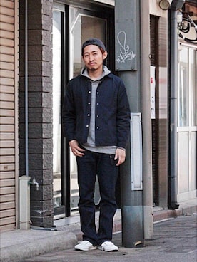 「プルオーバーパーカー」｜「アイテム（その他アウター）」を使った、Takamyさん（メンズ・172cm）の冬コーディネート