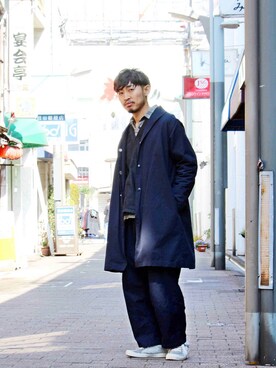 「NECESSARY or UNNECESSARY（ネセサリーオアアンネセサリー）のアイテム（その他アウター）」を使った、Takamyさん（メンズ・172cm）の冬コーディネート