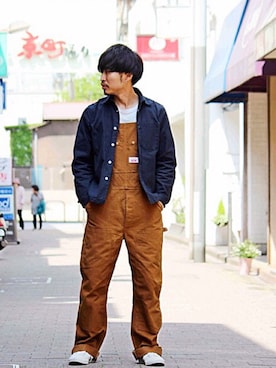 「出勤コーデ」｜「アイテム（オールインワン・サロペット）」を使った、Takamyさん（メンズ・172cm）の春コーディネート