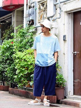 「SUNDAY WORKS（サンデーワークス）のアイテム」を使った、Takamyさん（メンズ・172cm）の夏コーディネート
