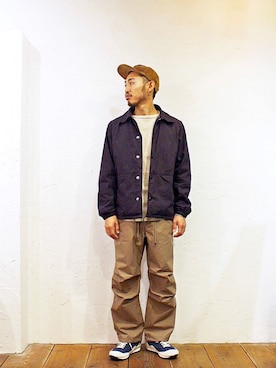 「NECESSARY or UNNECESSARY（ネセサリーオアアンネセサリー）のアイテム（その他アウター）」を使った、Takamyさん（メンズ・172cm）の秋コーディネート