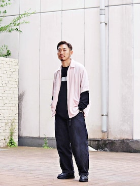 「ワイドシルエット」｜「アイテム（その他アウター）」を使った、Takamyさん（メンズ・172cm）の春コーディネート