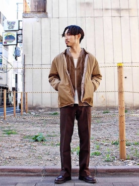 「ストリート服が好き」｜「アイテム（ダウンジャケット/コート）」を使った、Takamyさん（メンズ・172cm）の秋コーディネート