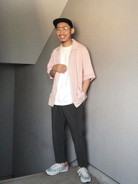 「半袖シャツ」｜「アイテム（その他アウター）」を使った、Takamyさん（メンズ・172cm）の春コーディネート