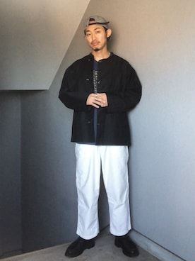 「ストリートファッション」｜「アイテム（ノーカラージャケット）」を使った、Takamyさん（メンズ・172cm）の秋コーディネート